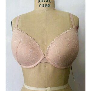 H&M PASTEL PINK LACE PUSH-UP BRA 38C NWT